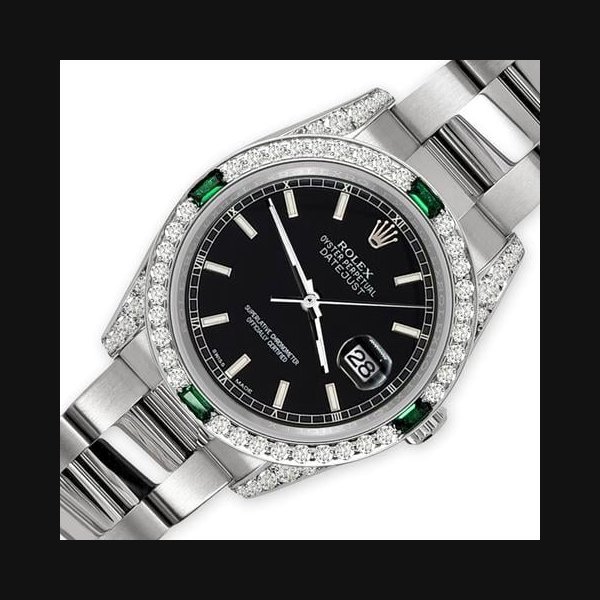 Rolex Rolex DatejustBlack Index Dial 36mm 2.5ct Diamond Bezel 116200 Steel Watch