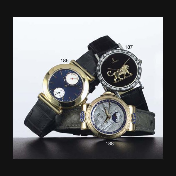 CORUM. AN UNUSUAL 18K WHITE GOLD WRISTWATCH SIGNED CORUM, CASE NO. 562127, REF. 55.611.59, CIRCA 1995