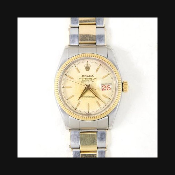 Rolex Rolex Datejust6605 Serpico y Laino in Steel & Gold on Oyster Rivet Bracelet Serpico y Laino with Red Roulette Date Wheel