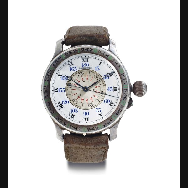 Longines. A Rare Oversize Silver Hour Angle Wristwatch With Indirect Center Seconds SIGNED LONGINES, MOVEMENT NO. 54'422'750, LINDBERGH MODEL, CIRCA 1935