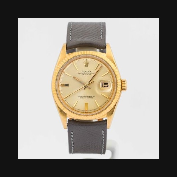 Rolex DatejustVintage 1966 Datejust 36 Champagne "Door Stop" Dial Yellow Gold 36mm (1601)