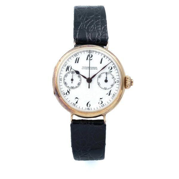 Ulysse Nardin ULYSSE NARDIN, SWITZERLAND, SINGLE BUTTON CHRONOGRAPH, ENAMEL DIAL, 18K YELLOW GOLD