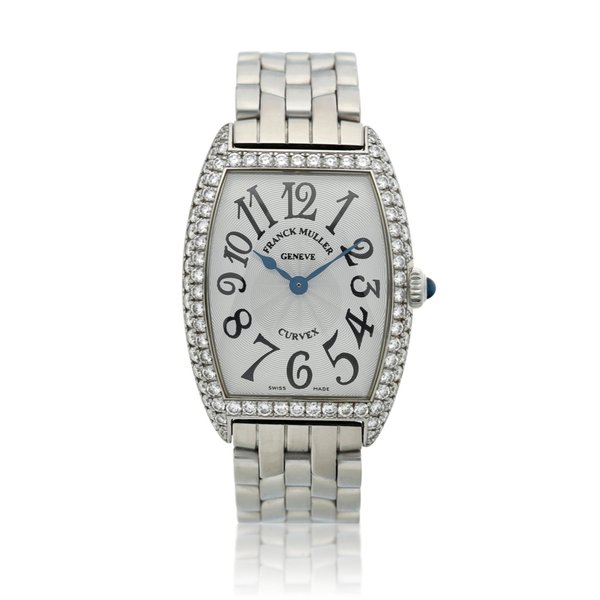 Franck Muller Reference 1752 QZ D Curvex  A stainless steel and diamond-set wristwatch with bracelet, Circa 2005