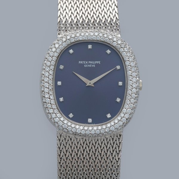 Patek Philippe Patek Philippe Jumbo Ellipse 3609/1G Blue Diamond Dial and Bezel 18K WG with Extract of the Archives · 3609/1G