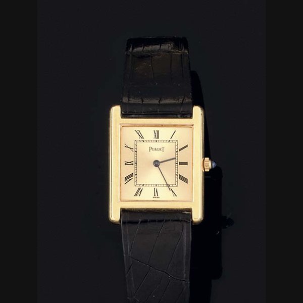 Piaget Piaget. An 18ct Gold Rectangular Wristwatch SIGNED PIAGET, CASE NO 90802, 325945, CIRCA 1990
