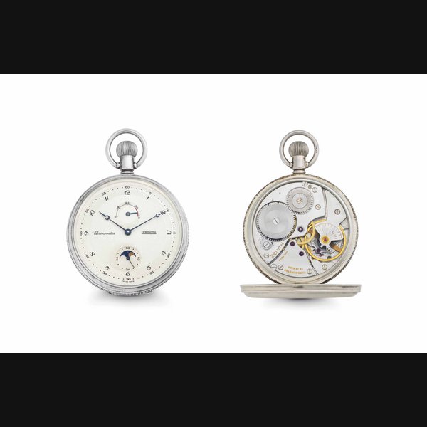 Zenith Zenith. A Rare Silver Openface Keyless Lever Chronometer Watch with Forty-eight Hour Power Reserve and Moon Phases SIGNED ZENITH, CHRONOMÈTRE, NO. 109, CIRCA 1940, Price & Market Data