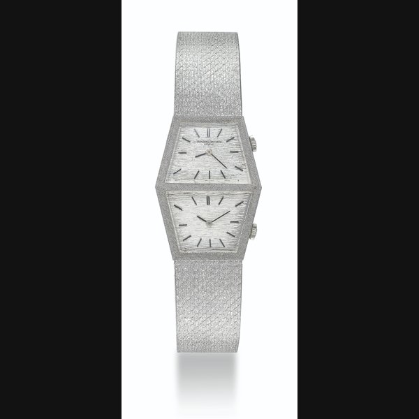 VACHERON CONSTANTIN, WHITE GOLD DUAL TIME, REF. 7336 MOVEMENTS NOS. 622'770 AND 622'771, CASE NO. 463'169