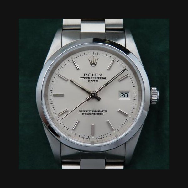 Rolex Oyster PerpetualDate 1998 Men's 34mm Vintage Wristwatch Box Papers Ref. 15200