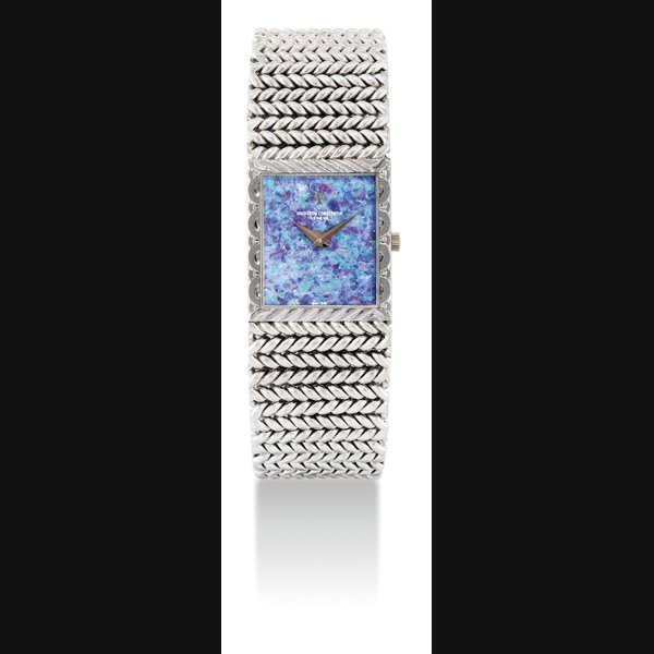 Vacheron Constantin VACHERON CONSTANTIN. A FINE AND RARE 18K WHITE GOLD RECTANGULAR BRACELET WATCH WITH OPAL DIAL SIGNED VACHERON CONSTANTIN, CASE NO 520'242M, CIRCA 1970