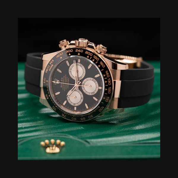 Rolex Daytonaon Oysterflex Rose gold ceramic bezel with black dial Ref. 126515LN