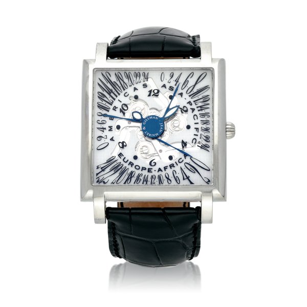 Jean-Mairet & Gillman Continentes | White gold multi time zone wristwatch with retrograde hours and semi-skeletonised dial | Circa 2005
