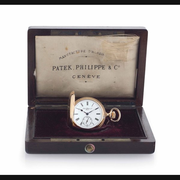 Patek Philippe. A Fine 18k Pink Gold Minute Repeating Hunter Case Keyless Lever Pocket Watch with Original Presentation Box and Certificate SIGNED PATEK PHILIPPE & CO., GENEVE, MOVEMENT AND CASE NOS. 66'465, MANUFACTURED IN 1887