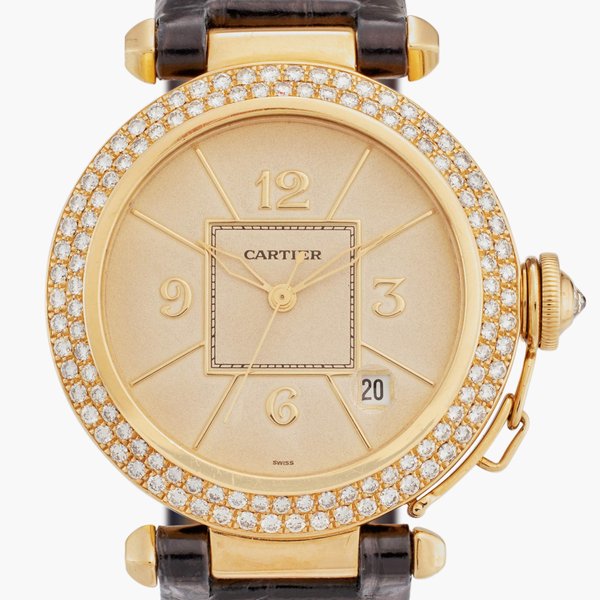 Cartier Reference 1015 Pasha | A yellow gold and diamond-set automatic wristwatch with date, Circa 2000