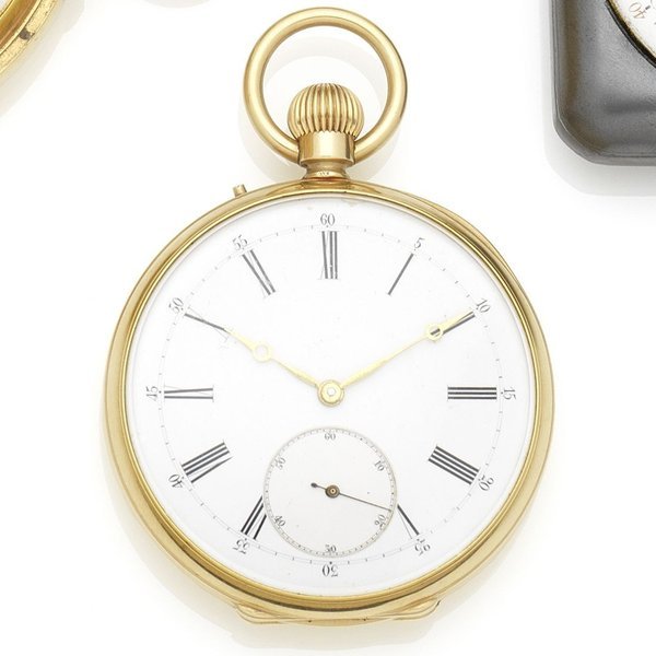 Audemars Louis Audemars, Brassus. An 18K gold keyless wind open face pocket watch Case and Movement No.20662, Circa 1870