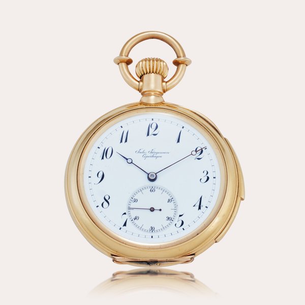 Jules Jürgensen, Copenhagen A yellow gold open-faced keyless minute repeating watch, No. 15388, Circa 1890