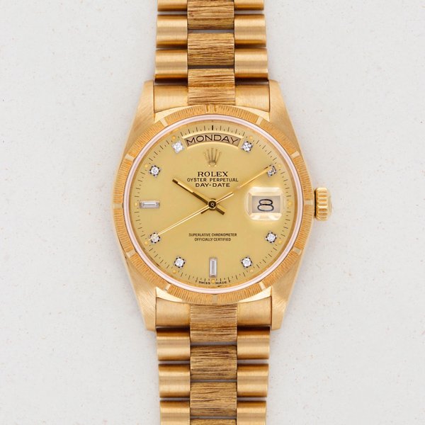 Rolex Rolex Day-Date 18078 Diamond Index Bark Finish with Box and Papers · 18078