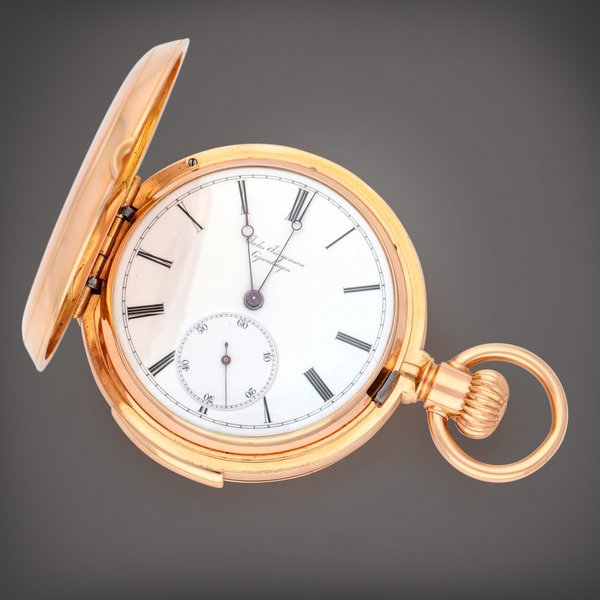 Jules Jürgensen A pink gold hunting cased minute repeating watch with lever escapement | Circa 1885