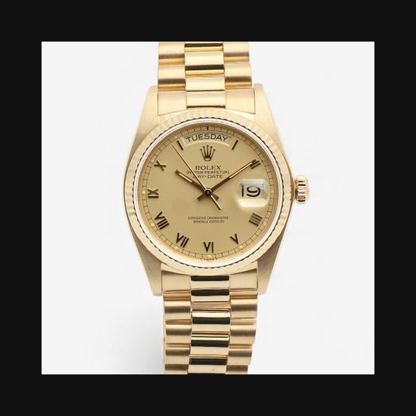 Rolex RolexDay-Date 36 Matte Champagne Gold Roman Dial 18038 Men's Gold Watch 1979 [U]