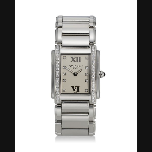 PATEK PHILIPPE, TWENTY~4, REF. 4910/10A-011, A STEEL WRISTWATCH WITH DIAMOND LUGS