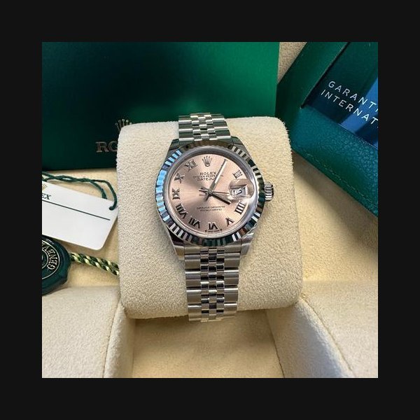 Rolex Rolex Lady-DatejustNEW 2024 Pink Roman Dial Stainless Steel Fluted Bezel Jubilee Bracelet