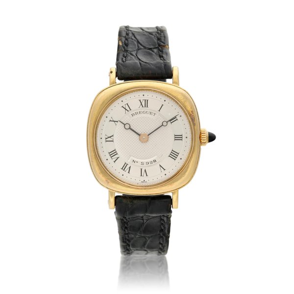 Breguet A yellow gold cushion shaped wristwatch, Circa 1955