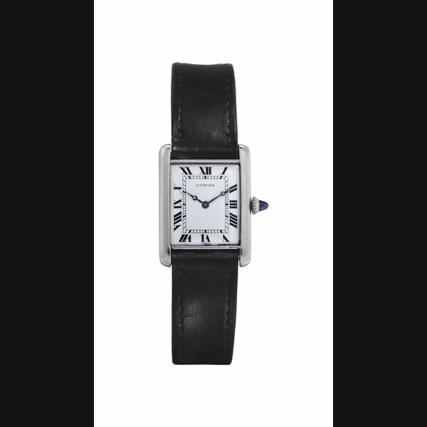 Cartier Cartier. A Rare Platinum and Early Rectangular-Shaped Wristwatch SIGNED CARTIER, PARIS, TANK MODEL, MOVEMENT SIGNED EUROPEAN WATCH AND CLOCK CO. INC, MOVEMENT NO. 26'433, CASE NO. 17'809, CIRCA 1925