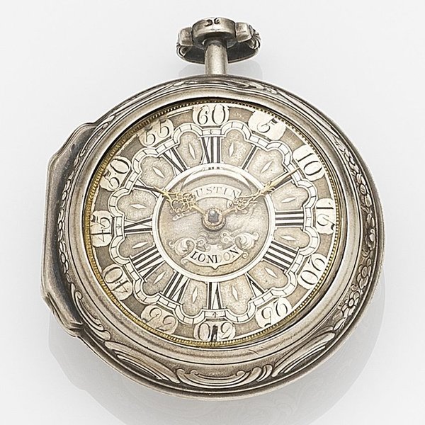 Dutch. A silver key wind repoussé pair case pocket watch Movement No.2301, Circa 1730
