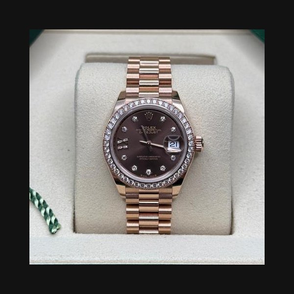 Rolex Rolex Lady-DatejustChocolate Star Diamond Dial Rose Gold Diamond Bezel President Bracelet