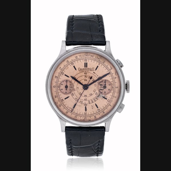 EBERHARD & CO. LA CHAUX-DE-FONDS SALMON DIAL PRE-EXTRA FORT OVERSIZED CHRONOGRAPH