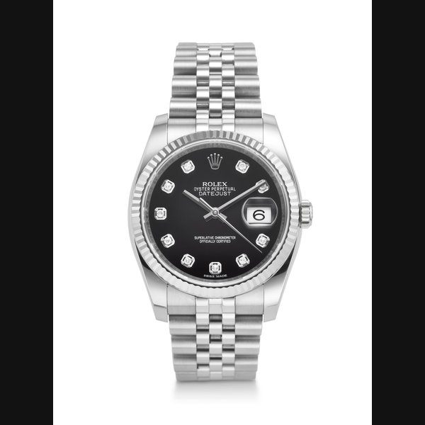 ROLEX, WHITE GOLD AND STAINLESS STEEL 'DATEJUST' WITH DIAMOND-SET DIAL, REF. 116234