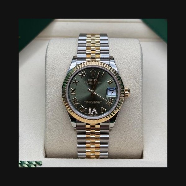 Rolex Rolex Datejust31 NEW 2026 Green Diamond 6 Roman Pave Dial Two Tone Yellow Gold Jubilee Bracelet