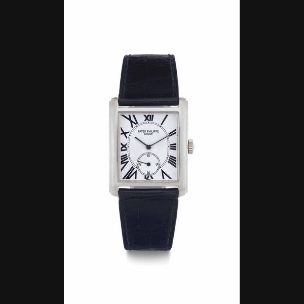 Patek Philippe Patek Philippe. An 18k White Gold Rectangular-Shaped Wristwatch SIGNED PATEK PHILIPPE, GENEVE, GONDOLO MODEL, REF. 5014, MOVEMENT NO. 1'884'966, CASE NO. 4'222'907, MANUFACTURED IN 2003