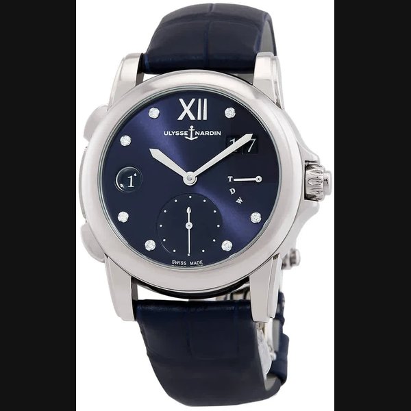 Ulysse Nardin Classico Dual Time Automatic Diamond Blue Dial Ladies Watch Ref. 3243-222/393