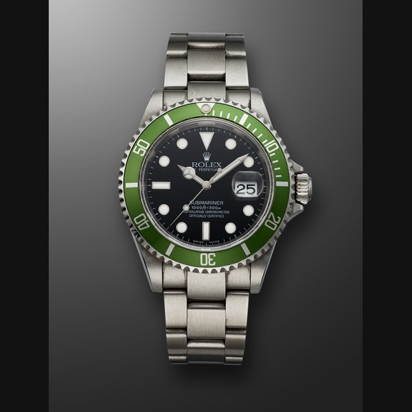 ROLEX, STAINLESS STEEL 'SUBMARINER KERMIT', FLAT FOUR, REF. 16610 T