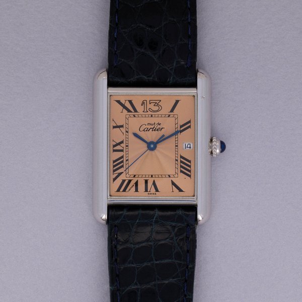 Cartier Cartier Must de Cartier Quartz Tank 13 Rue de la Paix Guilloche Salmon Dial Limited Edition Sterling Silver  
