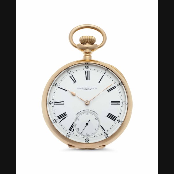 Patek Philippe. An 18k Pink Gold Openface Keyless Lever Pocket Watch SIGNED PATEK PHILIPPE & CIE, GENÈVE, CHRONOMETRO GONDOLO, MOVEMENT NO. 161'076, CASE NO. 265'873, MANUFACTURED IN 1910