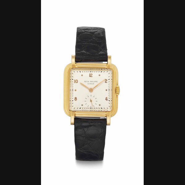 Patek Philippe. A Fine and Rare 18k Pink Gold Square-Shaped Wristwatch with Stepped Case SIGNED PATEK PHILIPPE, GENEVE, REF. 2412, MOVEMENT NO. 952'415, CASE NO. 510'905, MANUFACTURED IN 1948