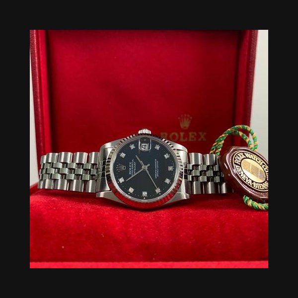 Rolex DatejustVery Good Condition 1989 Datejust 31 Steel Jubilee Black Diamond Dial 68274