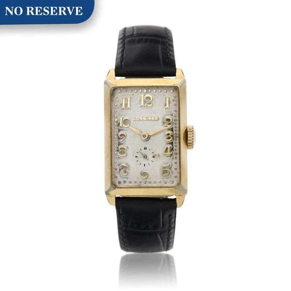Longines A yellow gold rectangular wristwatch, Circa 1950 BTDQQ
