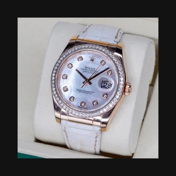 Rolex Rolex Datejust116185 MOP Diamond Dial Rose Gold Leather Strap 36mm