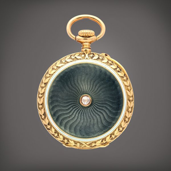 Patek Philippe A yellow gold, enamel and diamond-set open faced keyless watch | Circa 1900