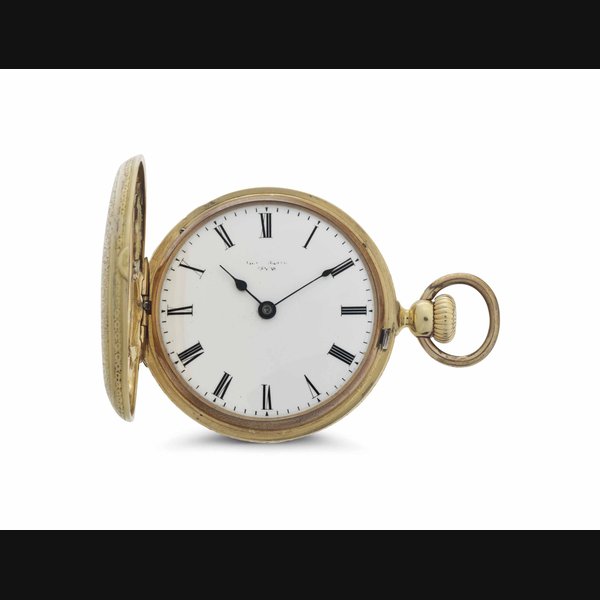 Patek Philippe. An 18k Gold Hunter Case Keyless Lever Pocket Watch SIGNED PATEK PHILIPPE & CO., MOVEMENT AND CASE NO.28'272, MANUFACTURED IN 1866