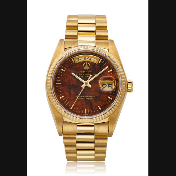 ROLEX, 18K DAY-DATE WITH WOOD DIAL, REF. 18038