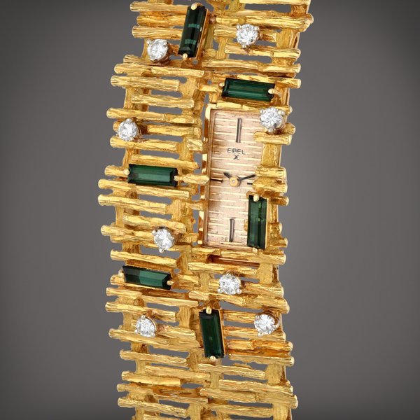 Ebel A yellow gold, diamond and tourmaline-set bracelet watch | Circa 1960s