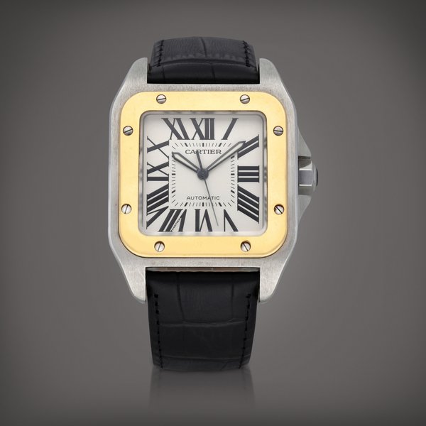 Cartier Santos 100, Reference 2656 | A stainless steel and yellow gold wristwatch | Circa 2010