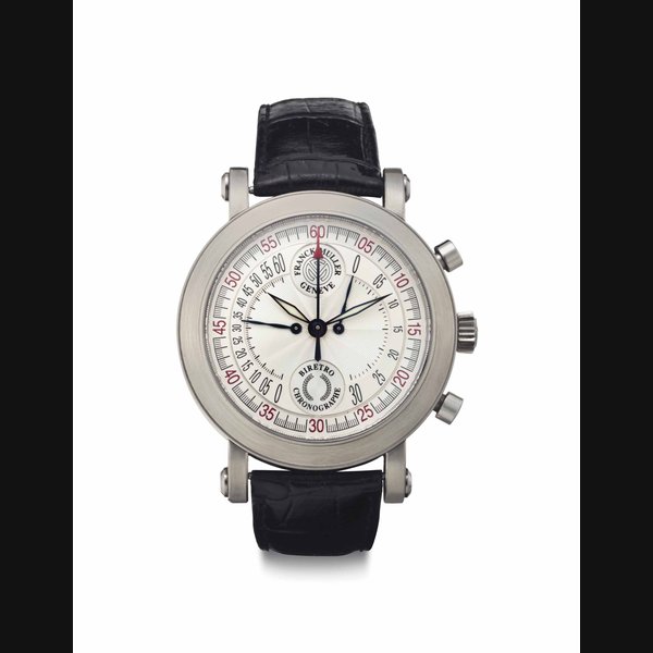 Franck Muller. A Stainless Steel Automatic Chronograph Wristwatch SIGNED FRANCK MULLER, GENÈVE, BIRETRO CHRONOGRAPH, NO. 142, REF. 7000 CC B, CIRCA 2005