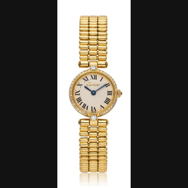 Cartier CARTIER, A 18K YELLOW GOLD, DIAMOND-SET “LOUIS CARTIER” LADIES' WRISTWATCH WITH BRACELET