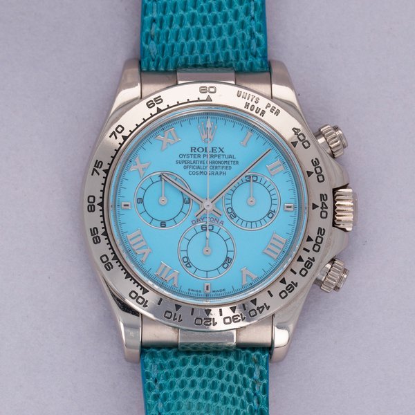 Rolex Rolex Beach Daytona 116519 Turquoise Dial 18k WG Box and Papers