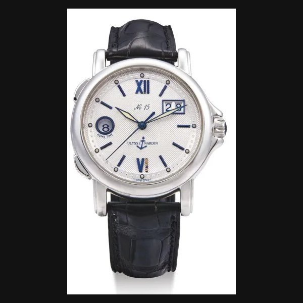 Ulysse Nardin A LIMITED EDITION PLATINUM AUTOMATIC DUAL TIME ZONE CENTER SECONDS WRISTWATCH WITH DATE
NO 15/100 SAN MARCO GMT CIRCA 2007