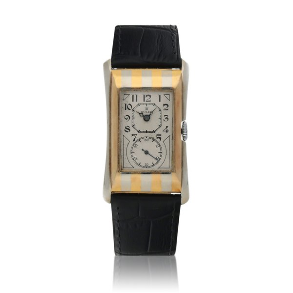 Rolex 'Tiger Stripe' Prince, Ref. 971A  White and yellow gold wristwatch  Circa 1938